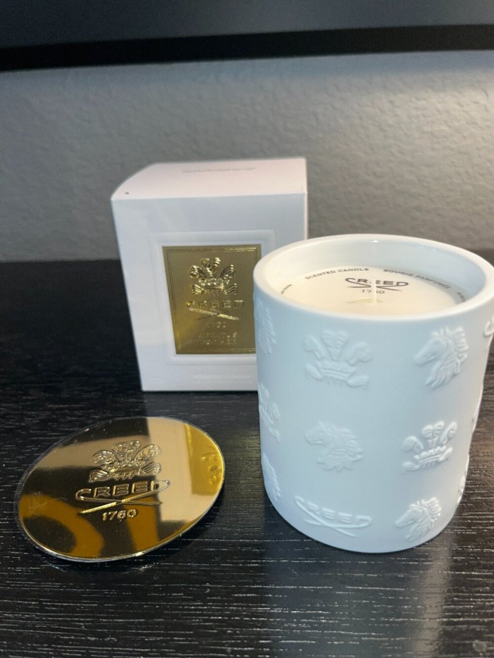 2 NEW The House of CREED Luxury Embossed Porcelain Scented Candles 7.76oz